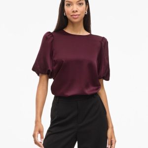 Vila Ellette Satin Puff Top