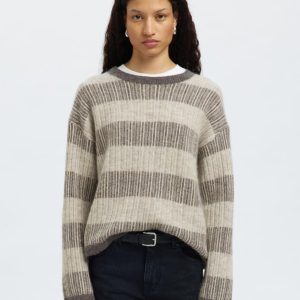 Selected Femme Alva Randig Stickad Tröja