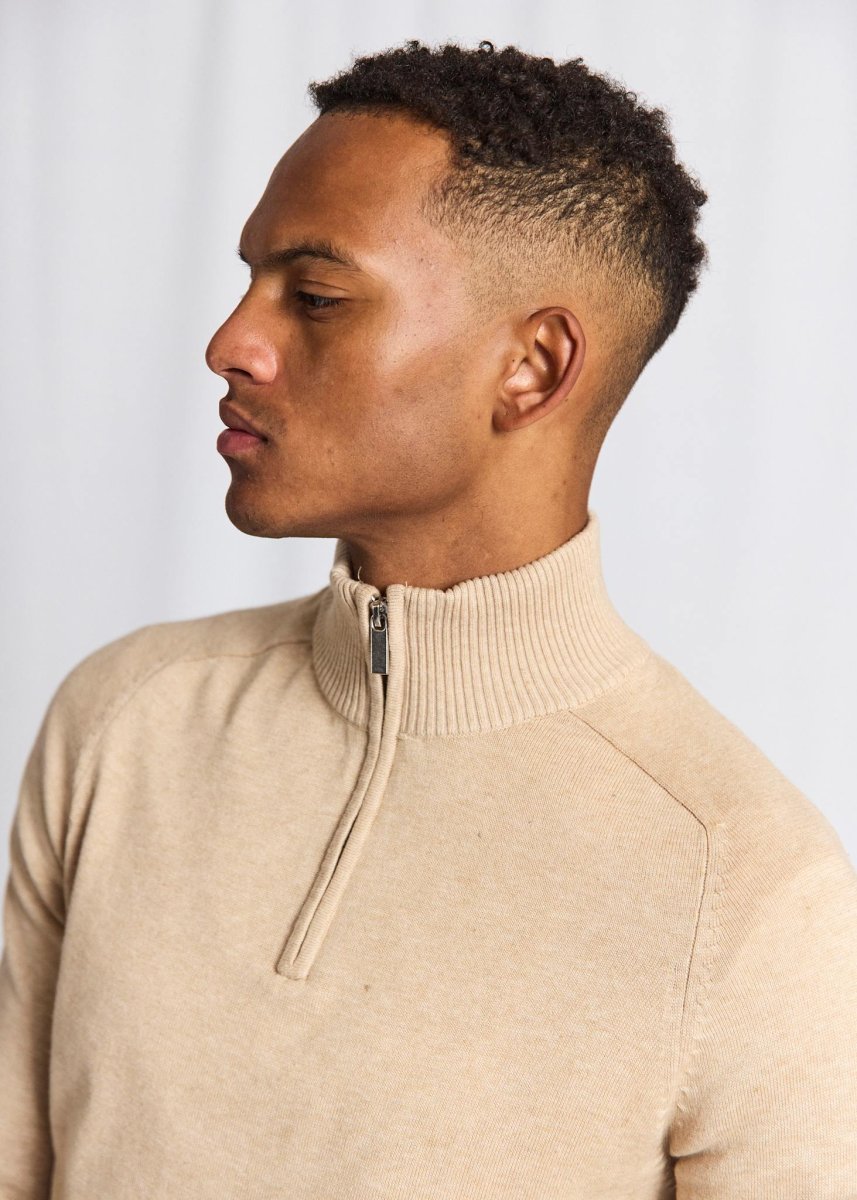 BS Ilario Regular Fit Stickat - Beige - Bild 5