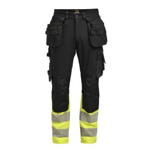 2372 Hantverksbyxa Stretch Varsel Dam Svart/Gul D32