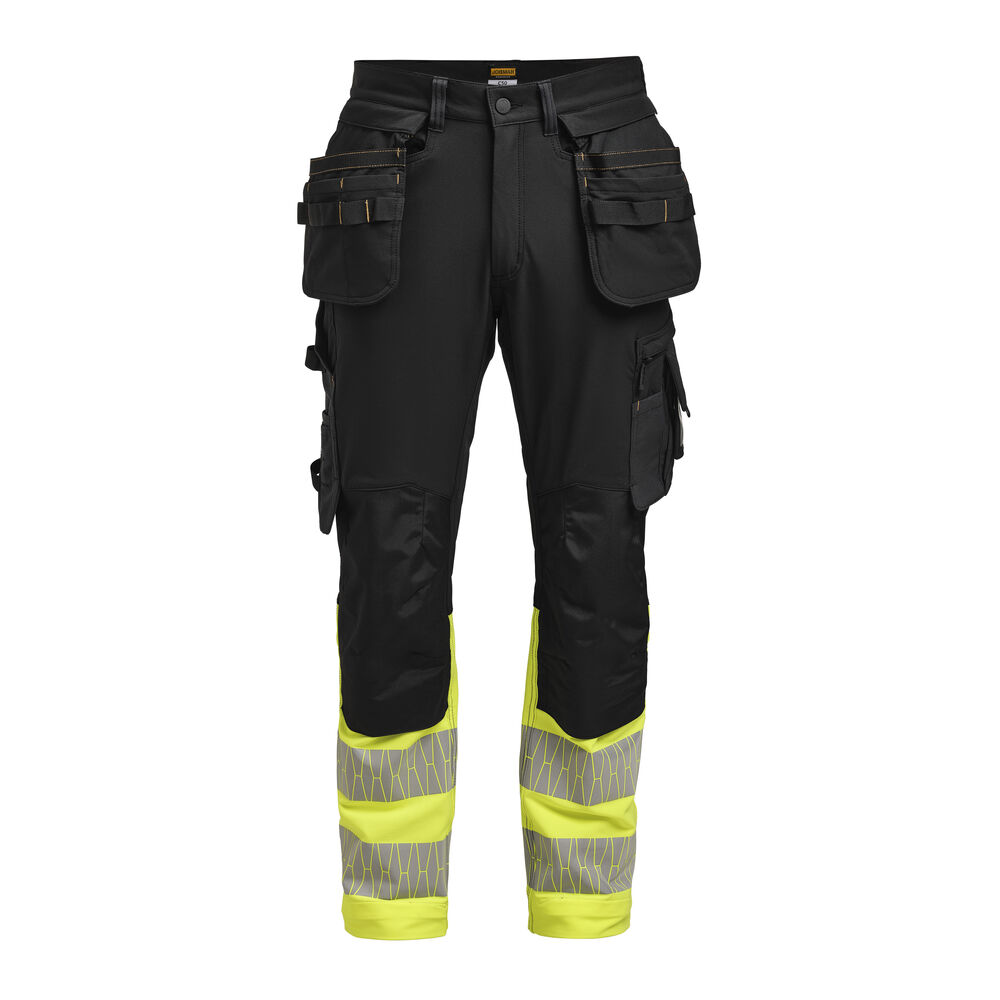 2372 Hantverksbyxa Stretch Varsel Dam Svart/Gul D32