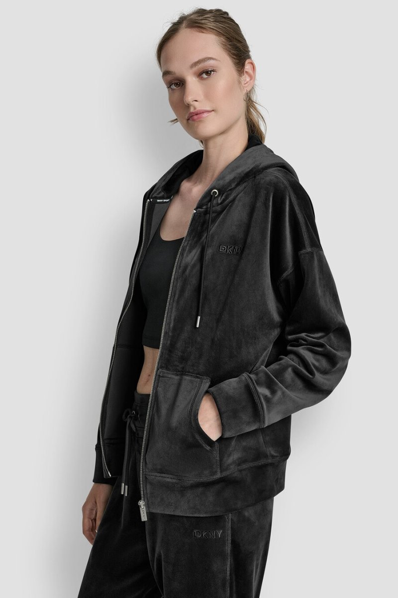 VELOUR HD-BRODERAD LOGOTYP FULL DRAGKEDJA-HOODIE - Bild 4
