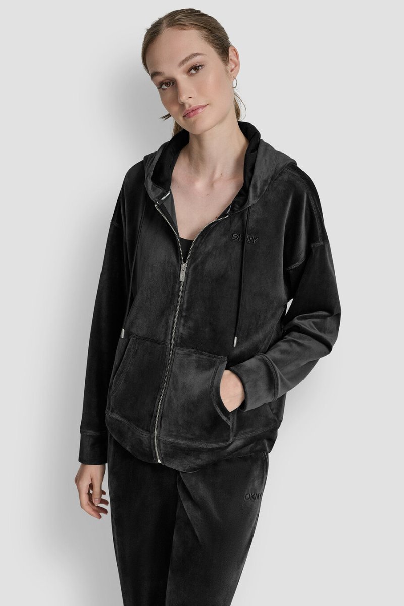 VELOUR HD-BRODERAD LOGOTYP FULL DRAGKEDJA-HOODIE - Bild 5
