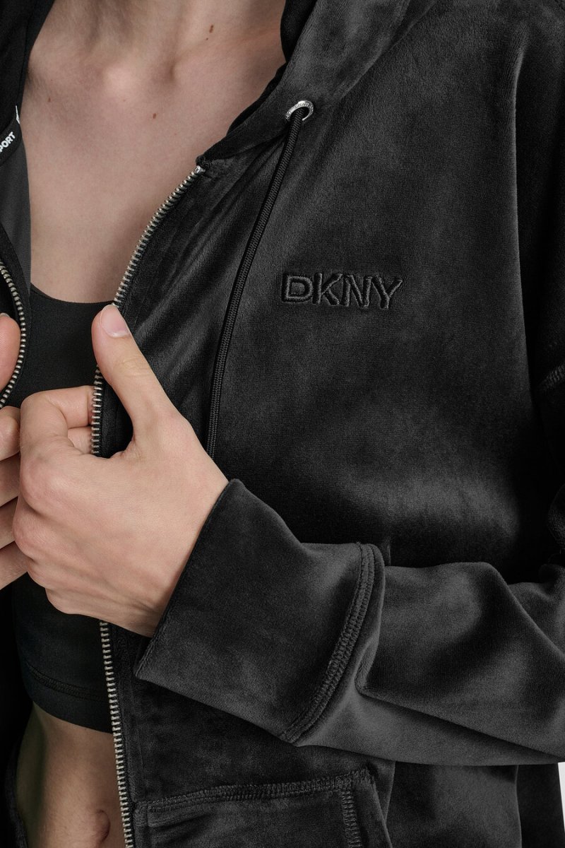VELOUR HD-BRODERAD LOGOTYP FULL DRAGKEDJA-HOODIE - Bild 6