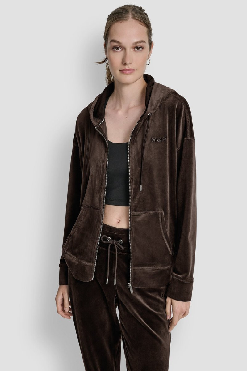 VELOUR HD-BRODERAD LOGOTYP FULL DRAGKEDJA-HOODIE