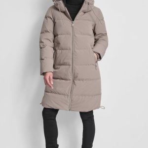 DUNFYLLD MAXILÅNG PUFFER MED HUVA