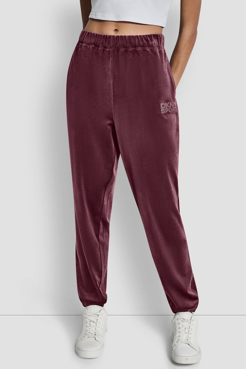 AVSLAPPNADE JOGGERBYXOR MED VELOUR MED STRASSTEN OCH LOGO